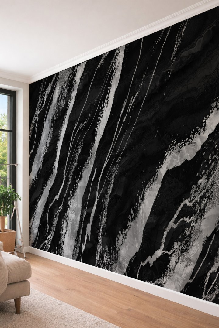Dreamwall 3D Görünümlü Oniks Mermer ve Gri Desenli Tek Parça Tekstil Duvar Kağıdı