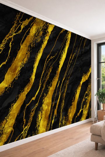 Dreamwall 3D Görünümlü Oniks Mermer ve Varaklı Tek Parça Tekstil Duvar Kağıdı