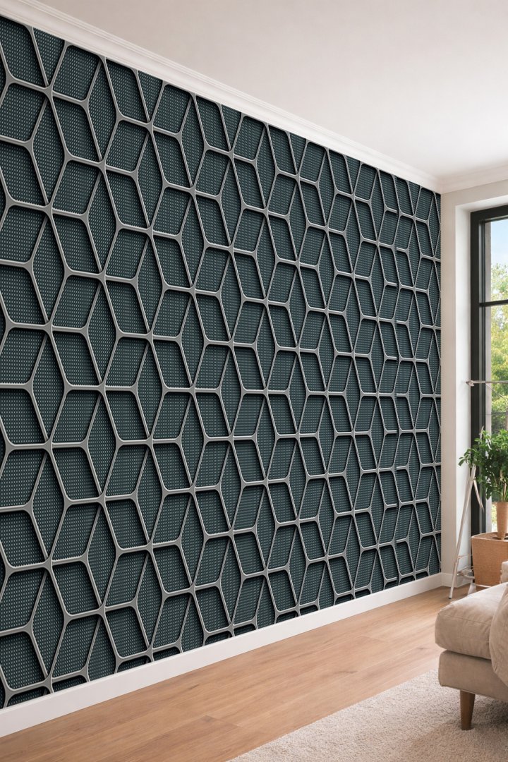 Dreamwall 3D Görünümlü Petek Izgara ve Mesh Dokulu Tek Parça Tekstil Duvar Kağıdı