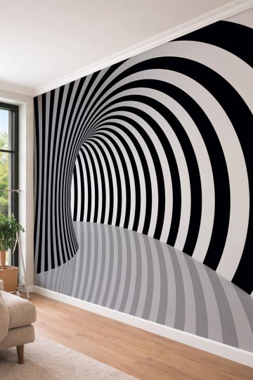 Dreamwall 3D Optik İllüzyon - Modern Tünel Tasarımlı Tek Parça Tekstil Duvar Kağıdı