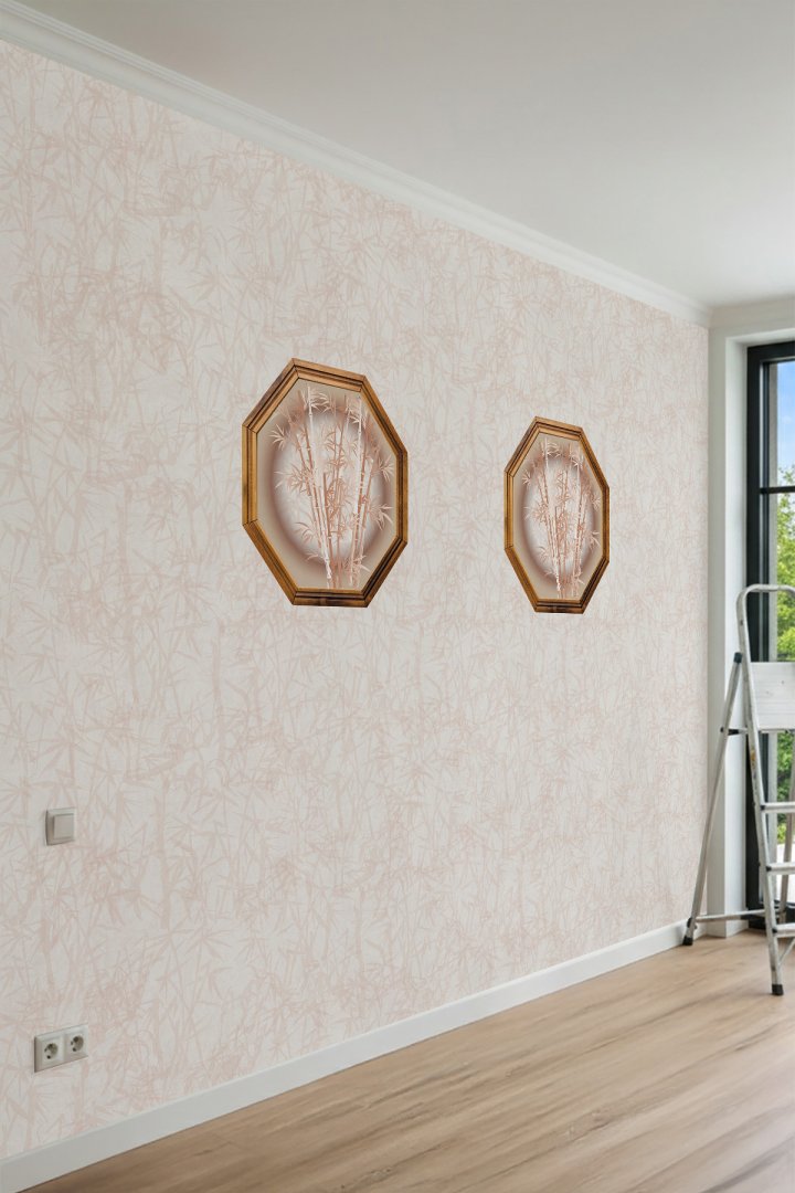 Dreamwall Ahşap Akustik Lambri ve Bambu Desenli Tek Parça Duvar Kağıdı