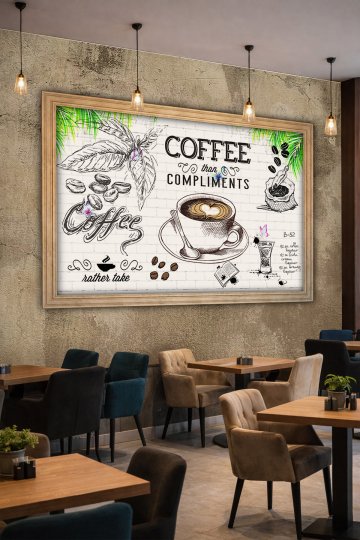 Dreamwall Ahşap Çerçeve Efektli, Kahve Temalı İllüstrasyonlu Tek Parça Tekstil Duvar Kağıdı küçük görsel 1