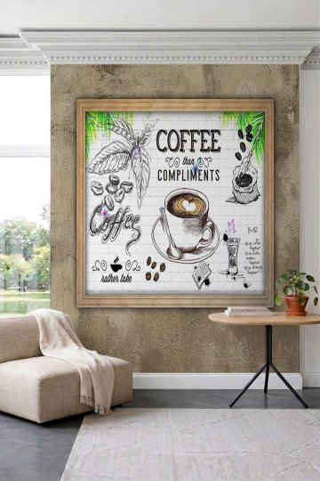 Dreamwall Ahşap Çerçeve Efektli, Kahve Temalı İllüstrasyonlu Tek Parça Tekstil Duvar Kağıdı küçük görsel 3