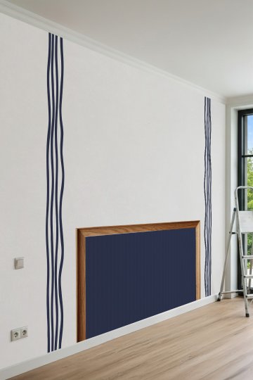 Dreamwall Ahşap Çerçeve ve Koyu Çizgi Desenli Tek Parça Tekstil Duvar Kağıdı küçük görsel 3