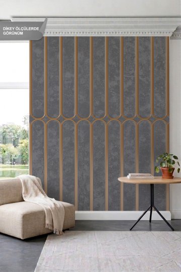 Dreamwall Ahşap Çıtalar, Eskitme Paneller ve Kemer Desenli Tek Parça Tekstil Duvar Kağıdı