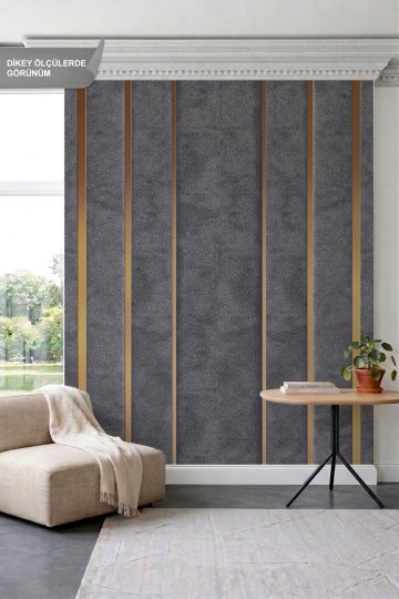 Dreamwall Ahşap Çıtalar,Kumaş Dokusu ve Şerit Görünümlü Tek Parça Tekstil Duvar Kağıdı