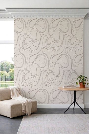 Dreamwall Akışkan Çizgili ve Soyut Dalgalı Desenli Tek Parça Tekstil Duvar Kağıdı küçük görsel 3