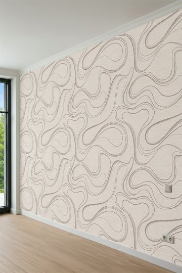 Dreamwall Akışkan Çizgili ve Soyut Dalgalı Desenli Tek Parça Tekstil Duvar Kağıdı küçük görsel 2
