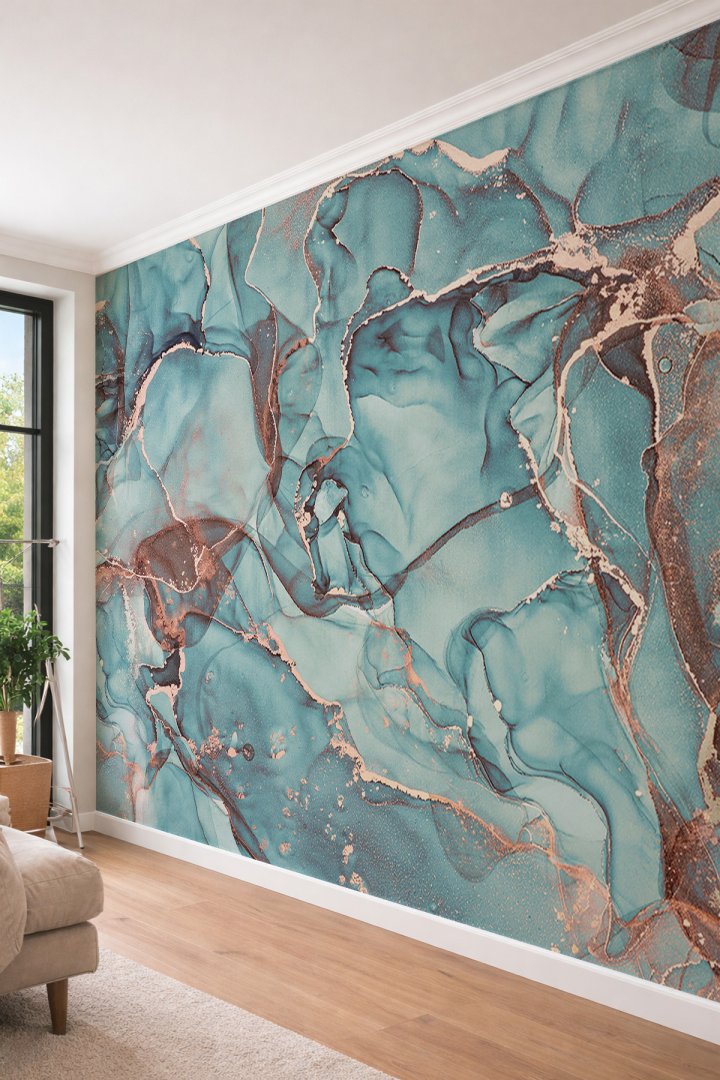 Dreamwall Akışkan Mermer Desenli Modern Soyut Sanat Tek Parça Tekstil Duvar Kağıdı