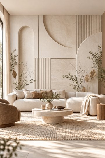 Dreamwall Alba Formları - Kavisli Kemerler Desenli Tek Parça Tekstil Duvar Kağıdı  küçük görsel 1
