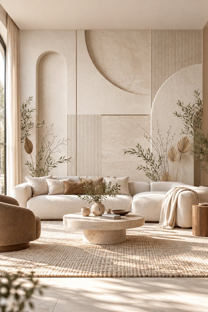 Dreamwall Alba Formları - Kavisli Kemerler Desenli Tek Parça Tekstil Duvar Kağıdı 