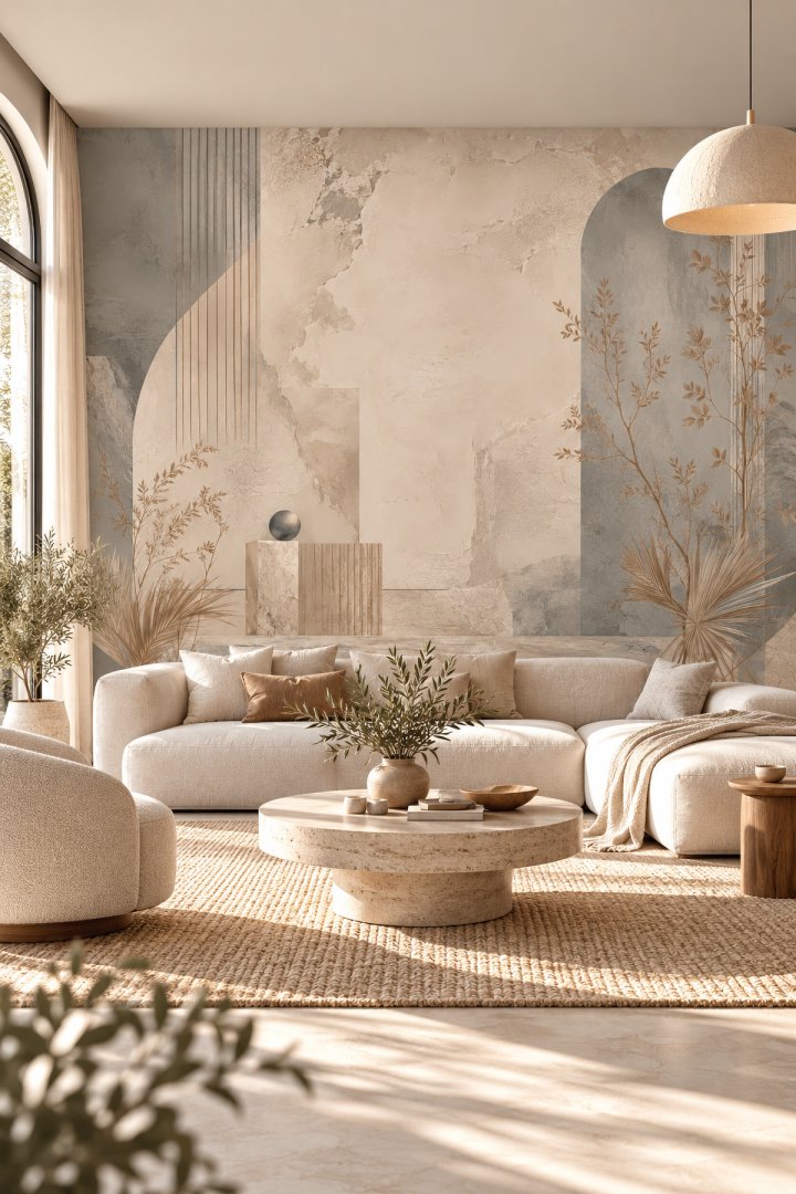 Dreamwall Alba Geçidi - Kavisli Kemerler Desenli Tek Parça Tekstil Duvar Kağıdı 