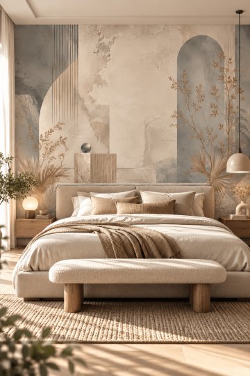 Dreamwall Alba Geçidi - Kavisli Kemerler Desenli Tek Parça Tekstil Duvar Kağıdı  küçük görsel 2