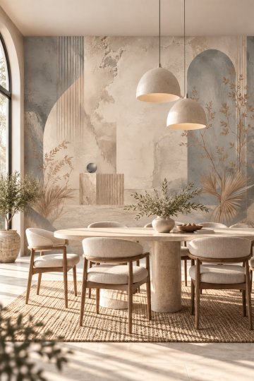 Dreamwall Alba Geçidi - Kavisli Kemerler Desenli Tek Parça Tekstil Duvar Kağıdı  küçük görsel 3