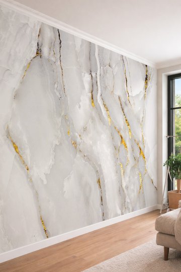Dreamwall Altın Damarlı Mermer Desenli Lüks ve Modern Tek Parça Tekstil Duvar Kağıdı