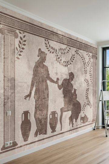 Dreamwall Antik Mitolojik Figür, Sütun ve Amfora Motifli Tek Parça Tekstil Duvar Kağıdı küçük görsel 2