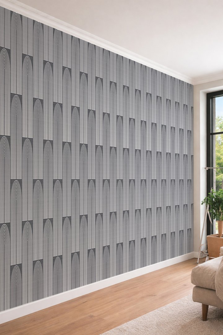 Dreamwall Art Deco Tarzı Geometrik Kemer Desenli Tek Parça Tekstil Duvar Kağıdı