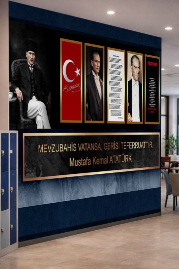 Dreamwall Atatürk Portreleri, Türk Bayrağı, İstiklal Marşı, Andımız Temalı Tek Parça Tekstil Duvar K...