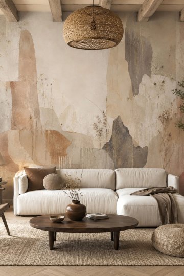 Dreamwall Atölyenin Son Tuvali Bohem Desenli Tek Parça Tekstil Duvar Kağıdı küçük görsel 2