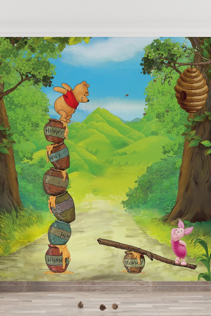Dreamwall Bal Ormanı Maceraları: Winnie ve Piglet Temalı Tek Parça Tekstil Duvar Kağıdı