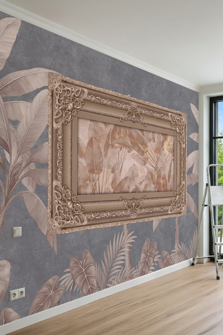 Dreamwall Barok Çerçeveli Vintage Sanatsal Pano Desenli Tek Parça Tekstil Duvar Kağıdı