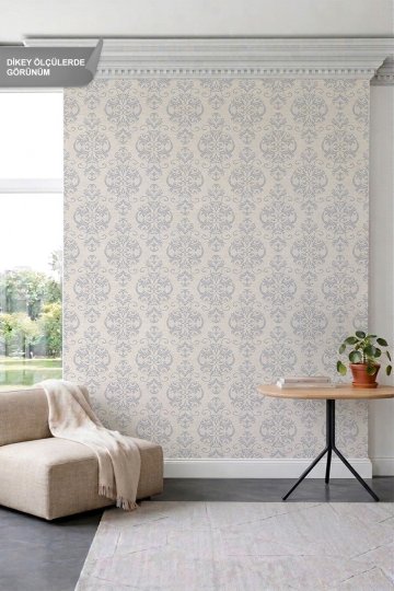 Dreamwall Bej Tonlu Fon Üzerinde Klasik Damask Desenli Tek Parça Tekstil Duvar Kağıdı