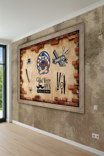 Dreamwall Berber Konseptli Ahşap Çerçeve ve Tuğla Desenli Tek Parça Tekstil Duvar Kağıdı küçük görsel 3