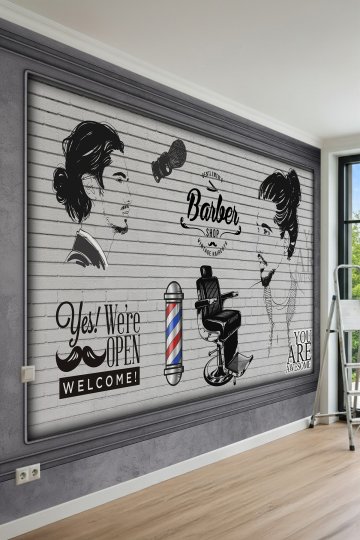 Dreamwall Berber Konseptli Tuğla Duvar ve Tipografik Desenli Tek Parça Tekstil Duvar Kağıdı küçük görsel 2