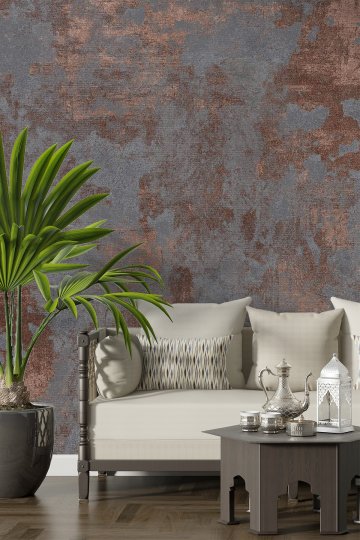 Dreamwall Beton Ve Çok Renkli Tekstil Doku Desenli Tek Parça Tekstil Duvar Kağıdı
