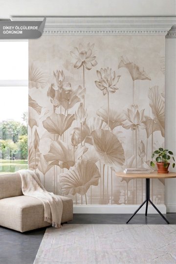 Dreamwall Bohem Lotus Çiçekleri ve Yaprakları Tek Parça Tekstil Duvar Kağıdı küçük görsel 4