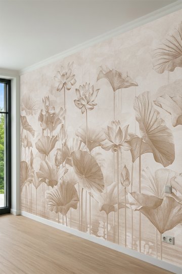 Dreamwall Bohem Lotus Çiçekleri ve Yaprakları Tek Parça Tekstil Duvar Kağıdı küçük görsel 6