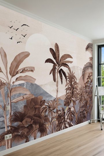 Dreamwall Bohem Tropikal Palmiye Desenli Tek Parça Tekstil Duvar Kağıdı küçük görsel 3