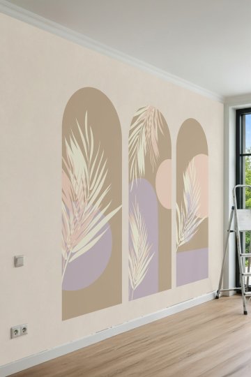 Dreamwall Boho Kemerli Yaprak Desenli Desenli Tek Parça Tekstil Duvar Kağıdı küçük görsel 3