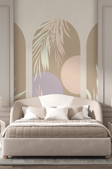 Dreamwall Boho Kemerli Yaprak Desenli Desenli Tek Parça Tekstil Duvar Kağıdı