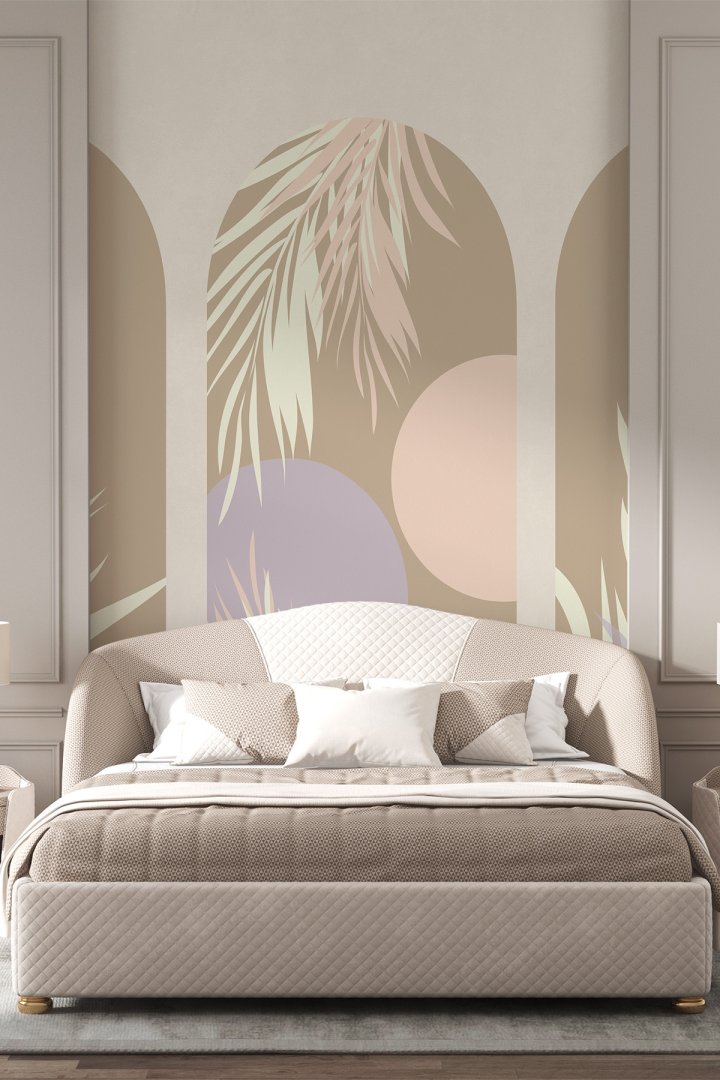 Dreamwall Boho Kemerli Yaprak Desenli Desenli Tek Parça Tekstil Duvar Kağıdı