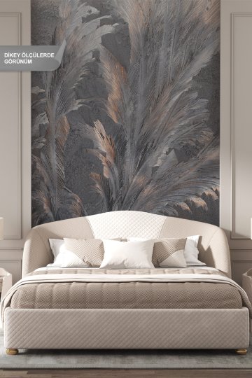 Dreamwall Bronz Egzotik Yaprak Ve Lambiri Desenli Tek Parça Tekstil Duvar Kağıdı küçük görsel 2