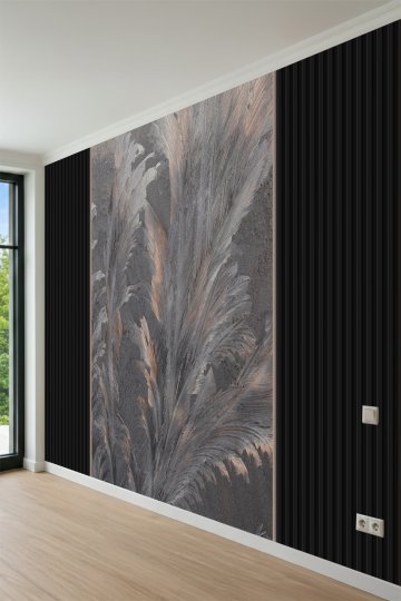 Dreamwall Bronz Egzotik Yaprak Ve Lambiri Desenli Tek Parça Tekstil Duvar Kağıdı küçük görsel 3