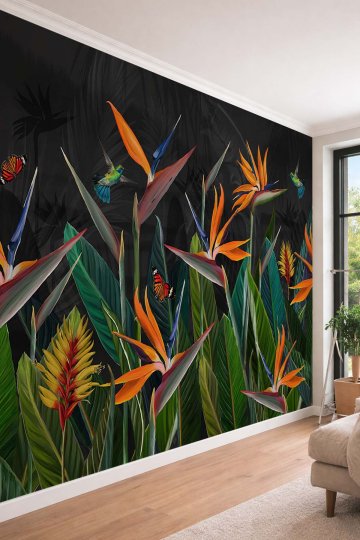 Dreamwall Cennet Kuşu Çiçeği Desenli Tek Parça Tekstil Duvar Kağıdı  küçük görsel 2