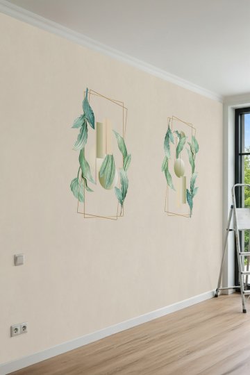 Dreamwall Çerçeveli Canlı Yaprak Desenli Tek Parça Tekstil Duvar Kağıdı küçük görsel 2
