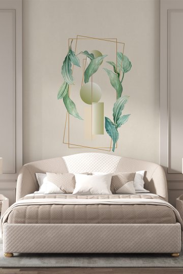 Dreamwall Çerçeveli Canlı Yaprak Desenli Tek Parça Tekstil Duvar Kağıdı küçük görsel 4
