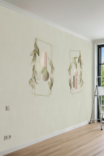 Dreamwall Çerçeveli Yaprak Desenli Soft Tek Parça Tekstil Duvar Kağıdı