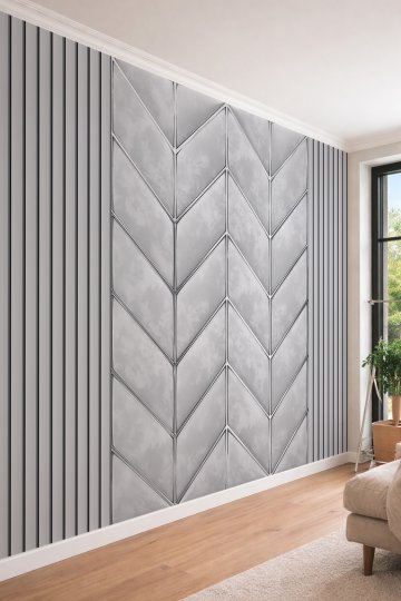 Dreamwall Chevron Desenli Sılver Çizgili Desenli panel 