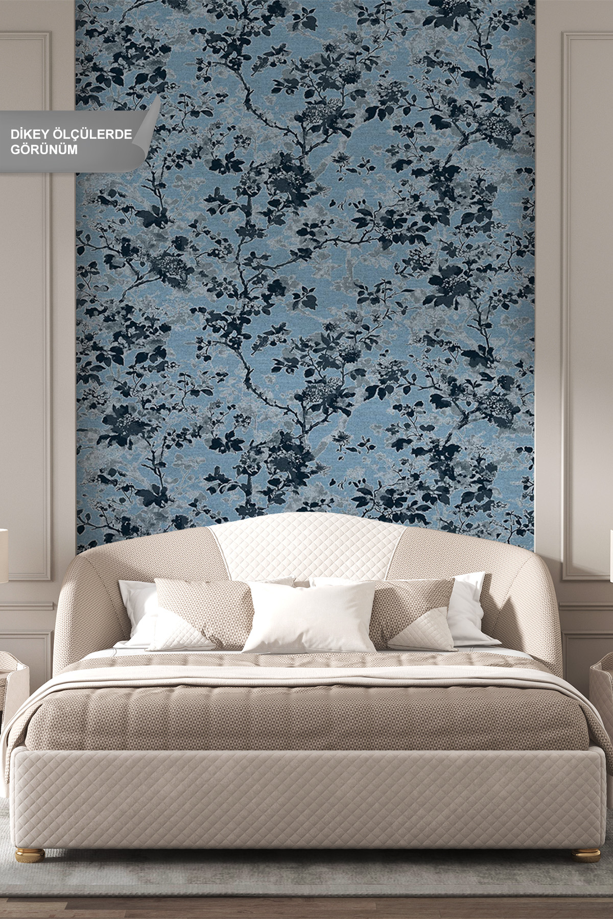 Dreamwall Chinoiserie Çiçek Desenli Keten Desenli Tek Parça Tekstil Duvar Kağıdı görsel 1