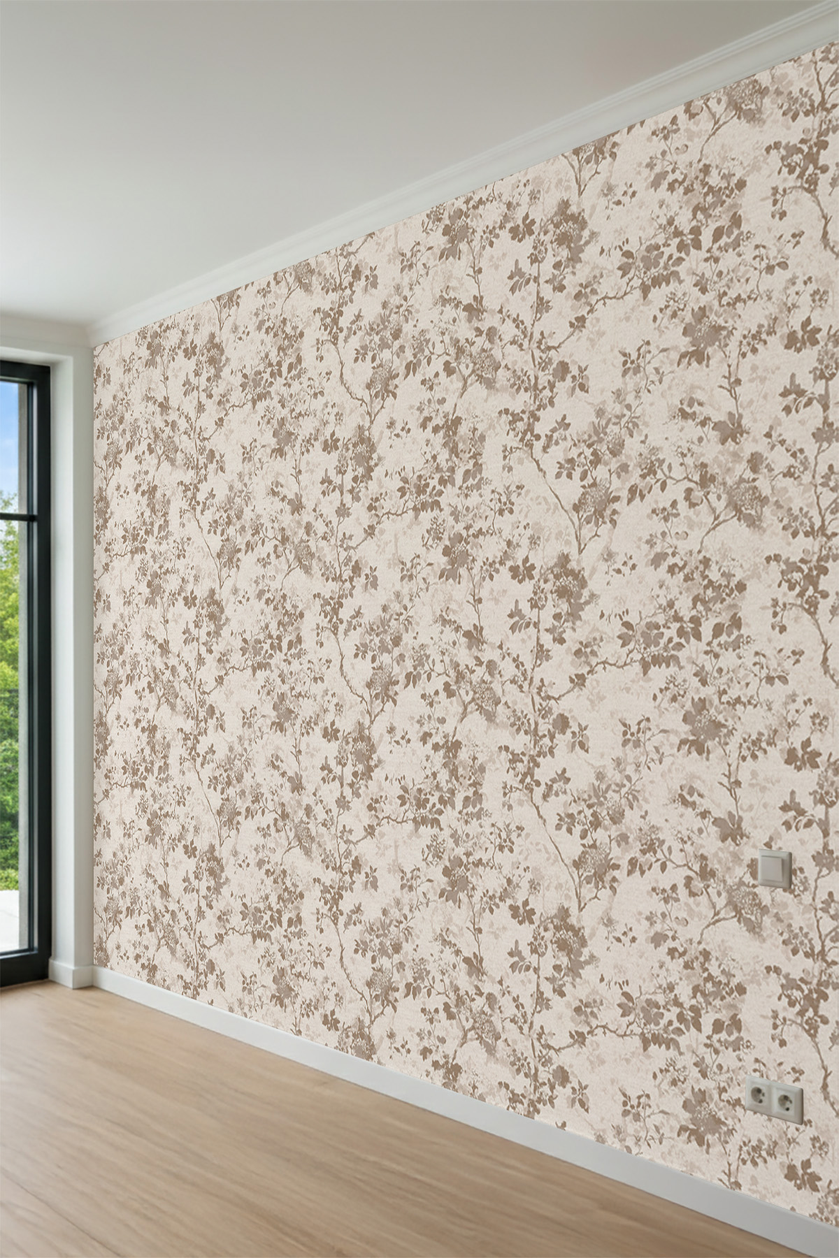 Dreamwall Çiçek Dalları Desenli Bohem Tek Parça Tekstil Duvar Kağıdı görsel 1