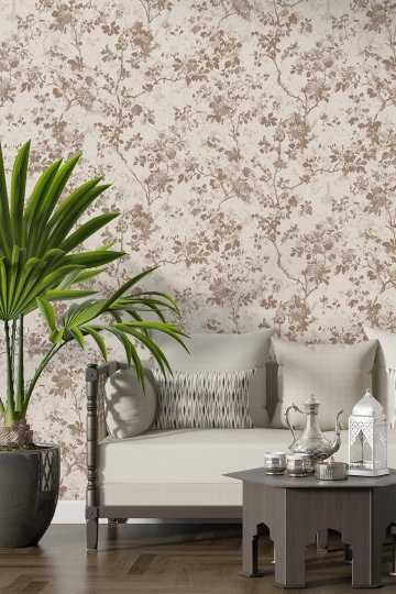 Dreamwall Çiçek Dalları Desenli Bohem Tek Parça Tekstil Duvar Kağıdı