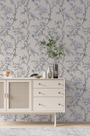 Dreamwall Çiçek ve Sarmaşık Desenli Zarif Tek Parça Tekstil Duvar Kağıdı küçük görsel 2