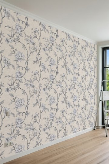 Dreamwall Çiçek ve Sarmaşık Desenli Zarif Tek Parça Tekstil Duvar Kağıdı küçük görsel 4