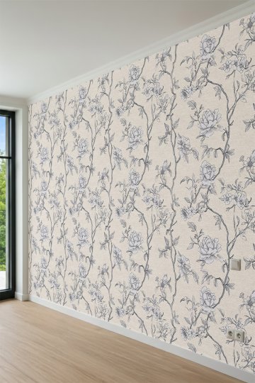 Dreamwall Çiçek ve Sarmaşık Desenli Zarif Tek Parça Tekstil Duvar Kağıdı küçük görsel 5