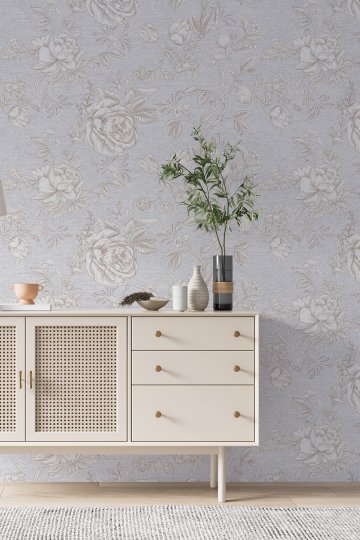 Dreamwall Çiçek ve Yaprak Desenli Zarif Klasik Tek Parça Tekstil Duvar Kağıdı