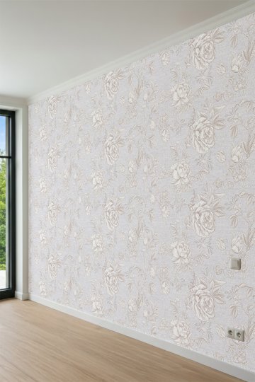 Dreamwall Çiçek ve Yaprak Desenli Zarif Klasik Tek Parça Tekstil Duvar Kağıdı küçük görsel 5
